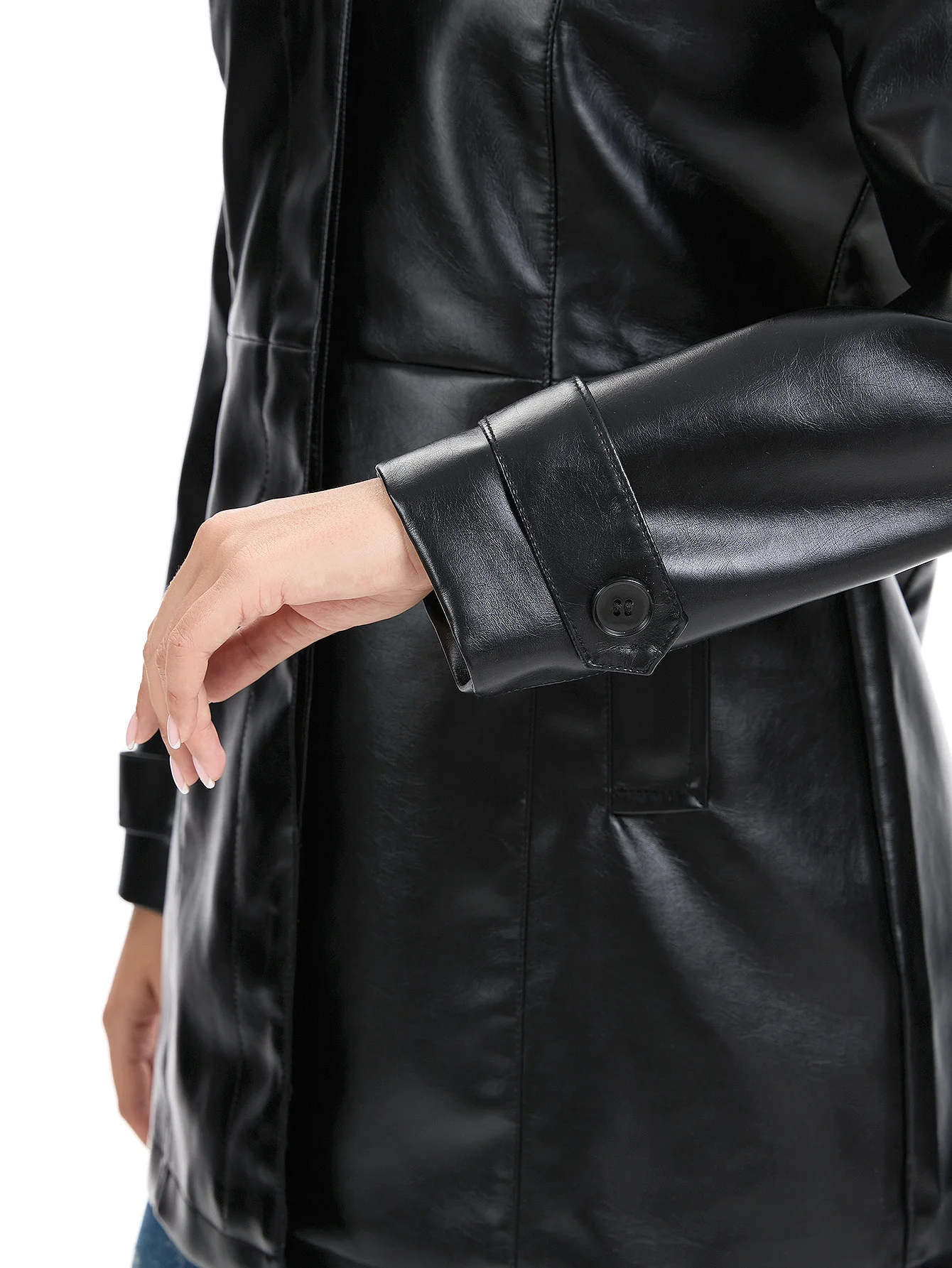 Dames effen kleur kunstleer bikerjack mode reversjas lente herfst