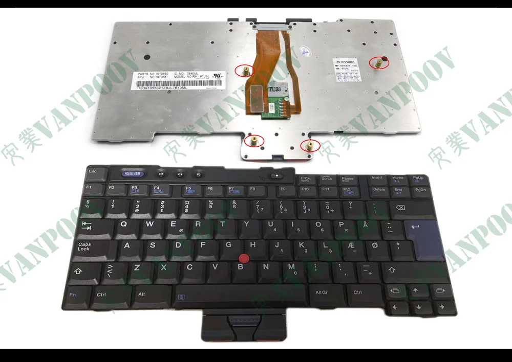 Scandinavische Nordic Deense Laptop Toetsenbord voor IBM Thinkpad R50 R50e R50p R51 R51e R52 T40 T41 T41p T42 T42p T43 39T0774 39T0590