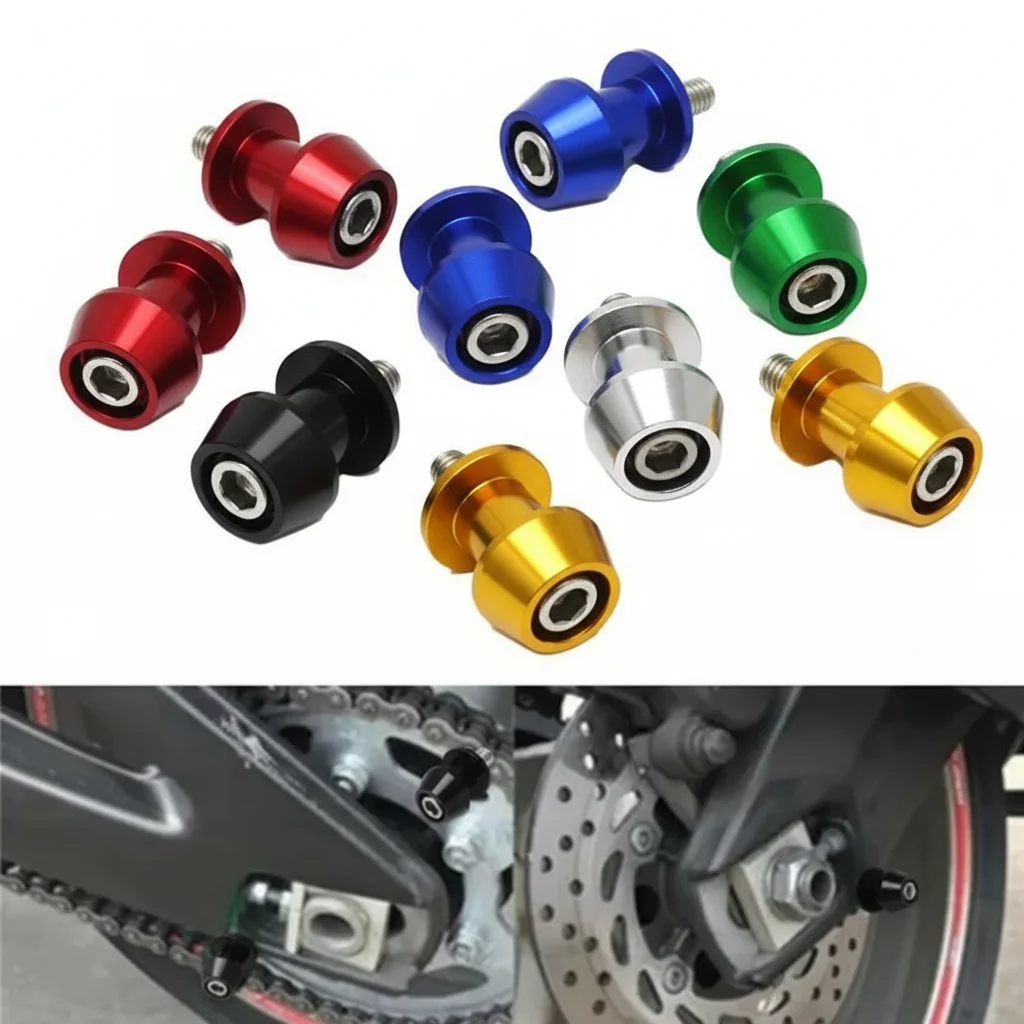 Motorcycle Swingarm Sliders 8mm Rear Lifting Screws Spools 2Pcs Set for Enhanced Stability and Protection