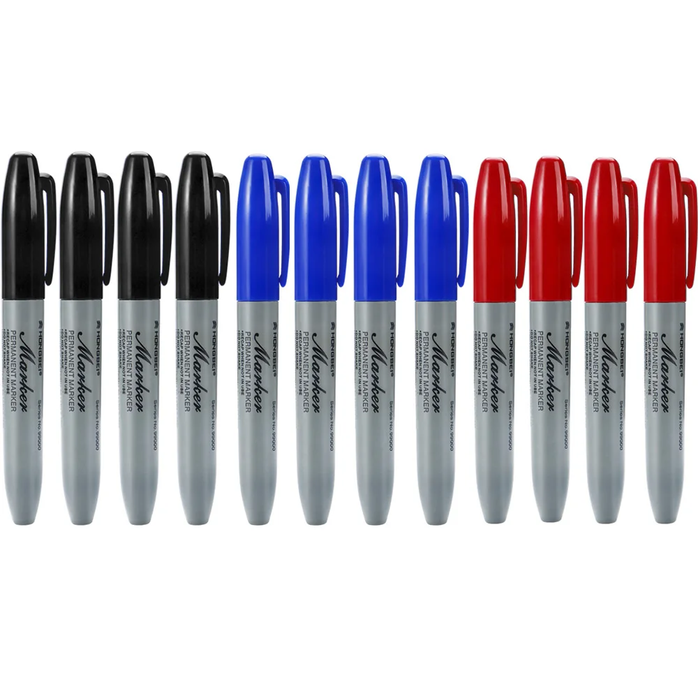 

2/4/6/12 Permanent Markers Waterproof 4MM For Marking Plastic Metal Glass Cloth Carton Ceramic Carpenter's Mark Office Supplies