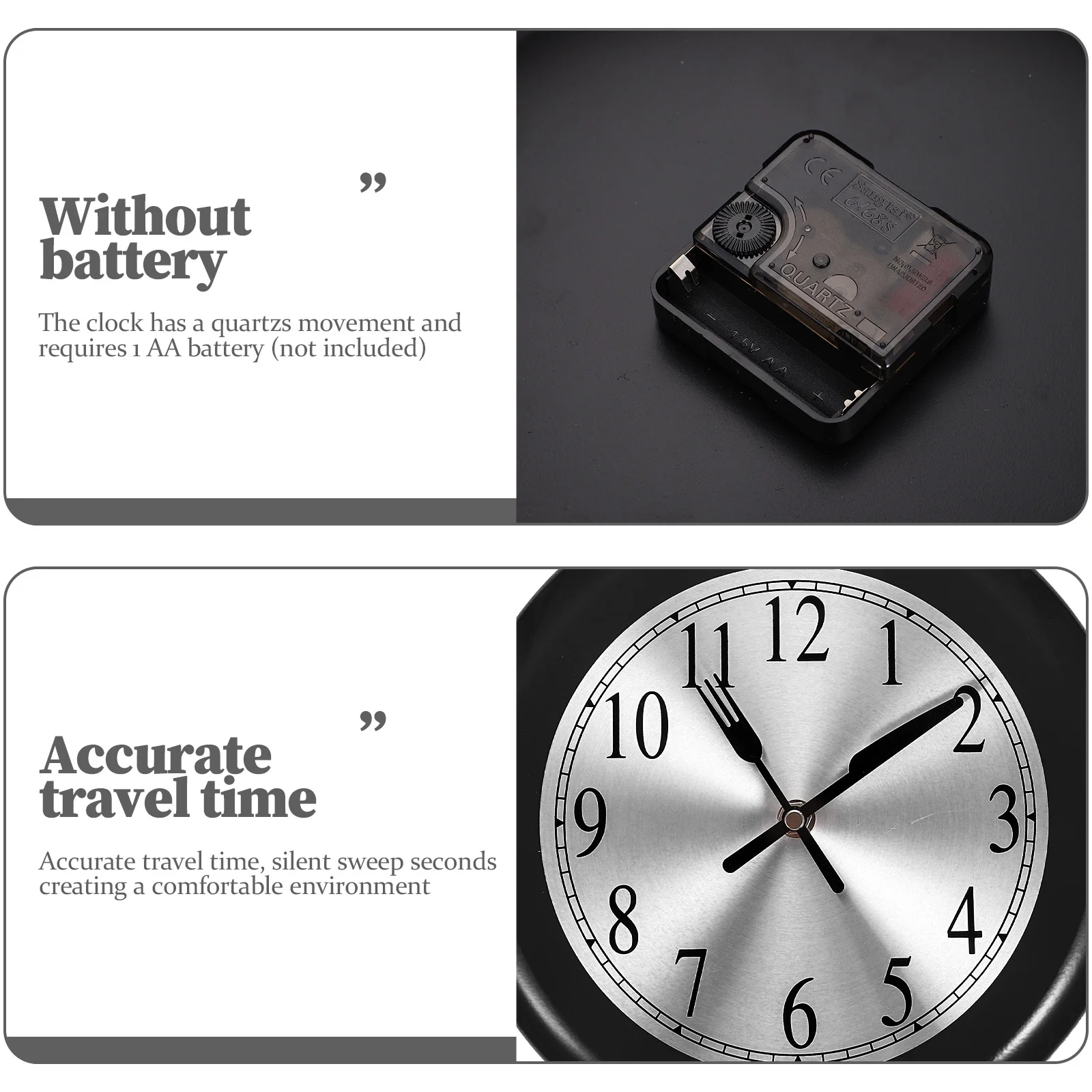 

1Set Frying Pan Decorative Wall Clock Silent Sweep Non-Ticking Creative Home Kitchen Living Room Wall Mounted Clock