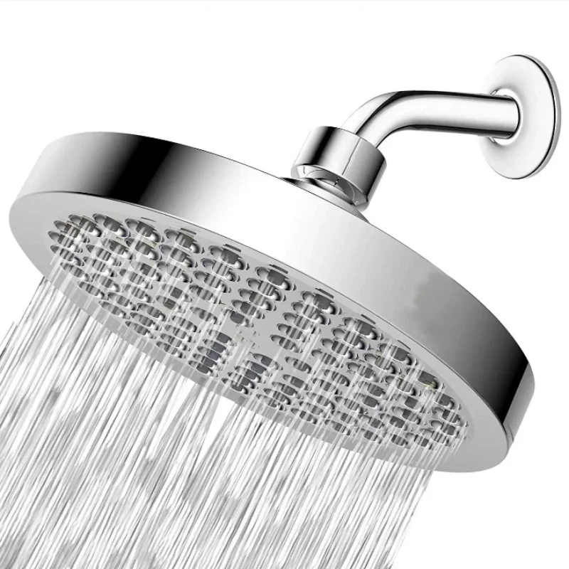 New 6 inches High Pressure Rain Shower Head with Arm 1min Installation Polished Chrome Rainfall Showerhead Anti-Clogging Nozzles