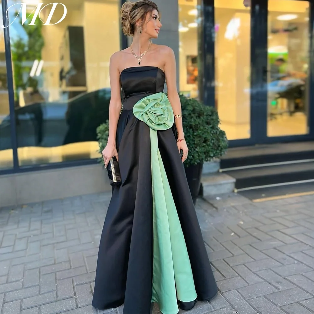 

MD Modern Turquoise Handmade Flowers Evening Gown Sleeveless Pleat Mermaid فساتين سهرة customised 2025 Floor-Length