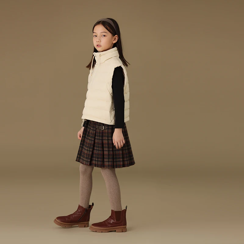 Children\'s Clothing School Skirt Girls Mother Kids 24 Autumn and Winter New Products Retro Plaid Wool Skirt Casual Thick Pleated