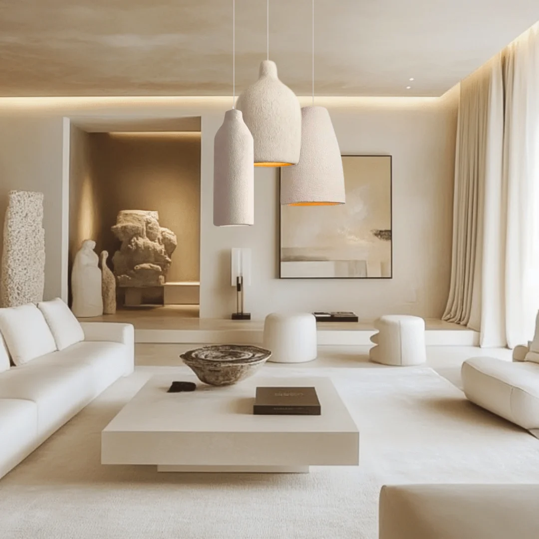 Wabi-sabi Japanese Style Restaurant Yellow Travertine Chandelier