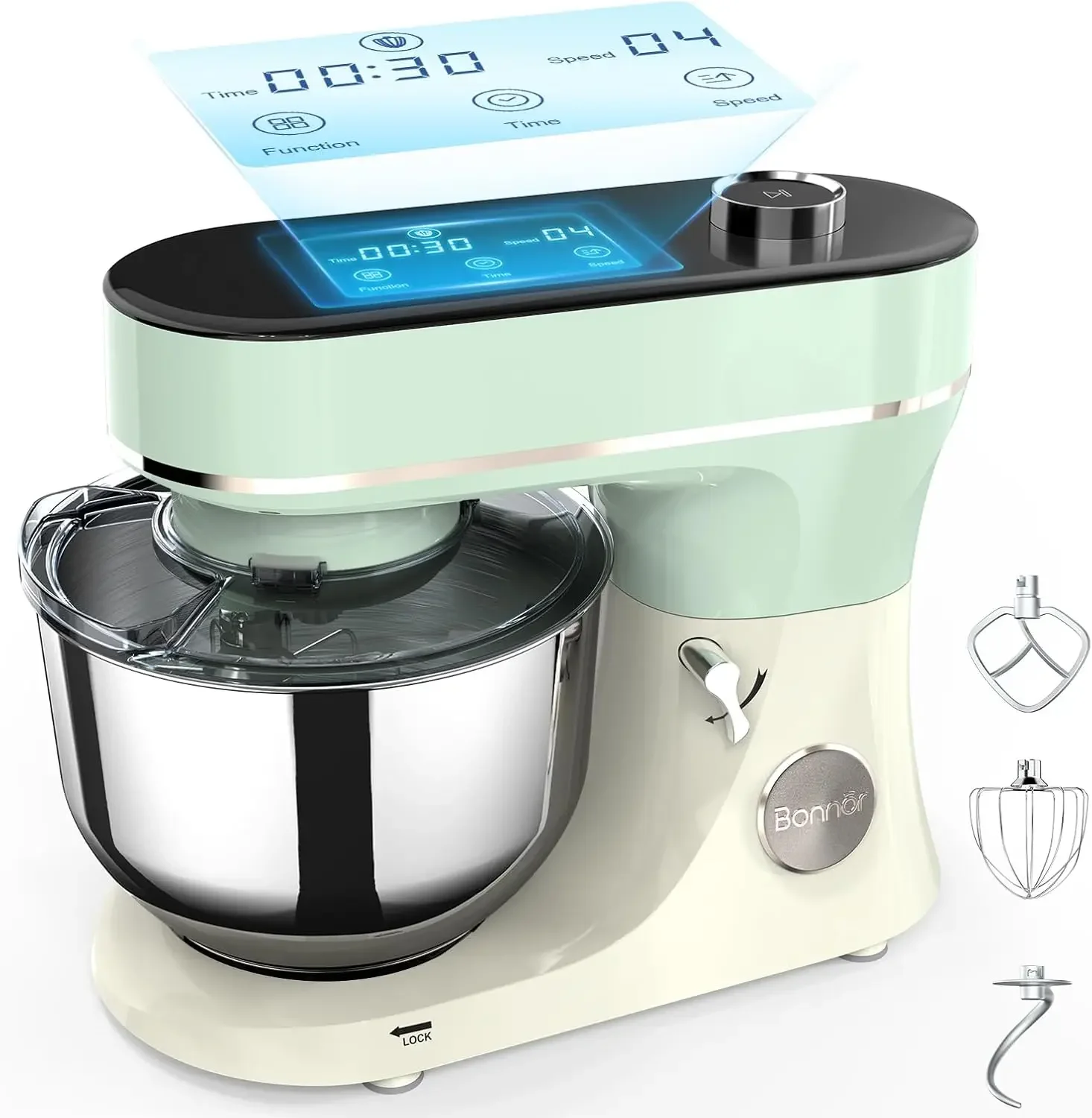 

Миксер-тестомес, 6QT, электрический, для выпечки тортов и теста, с LED-сенсорным экраном, 11 скоростей, с функцией наклона головки и таймером, 4 предустановки