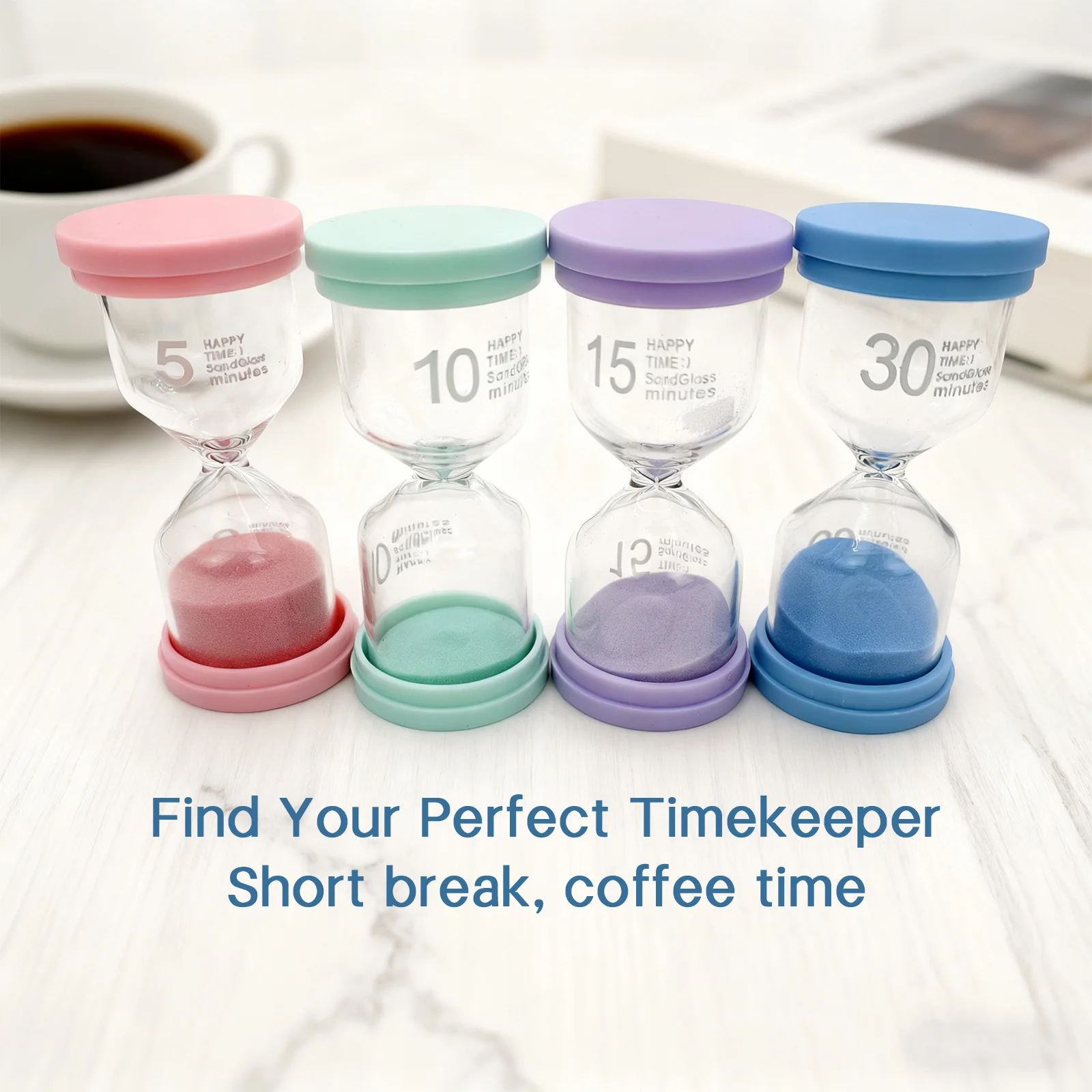 4pcs Colored Sand Timer Marcaron Timer 5 Minutes/10 Minutes/15 Minutes/30 Minutes Creative Gift Hourglass Glass Hourglass Timer