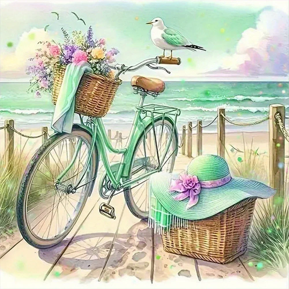 

1000/500 PCS Beach Bicycle and Seagull Patterns Home Decor Games Landscape Puzzles Educational Toys Birthday Gifts