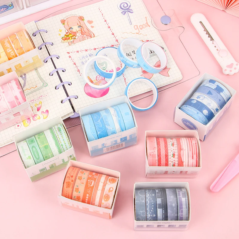 Creative Cartoon And Paper Ledger Tape Set Students Diy Decorative Materials Small Fresh Sticker Roll Ledger