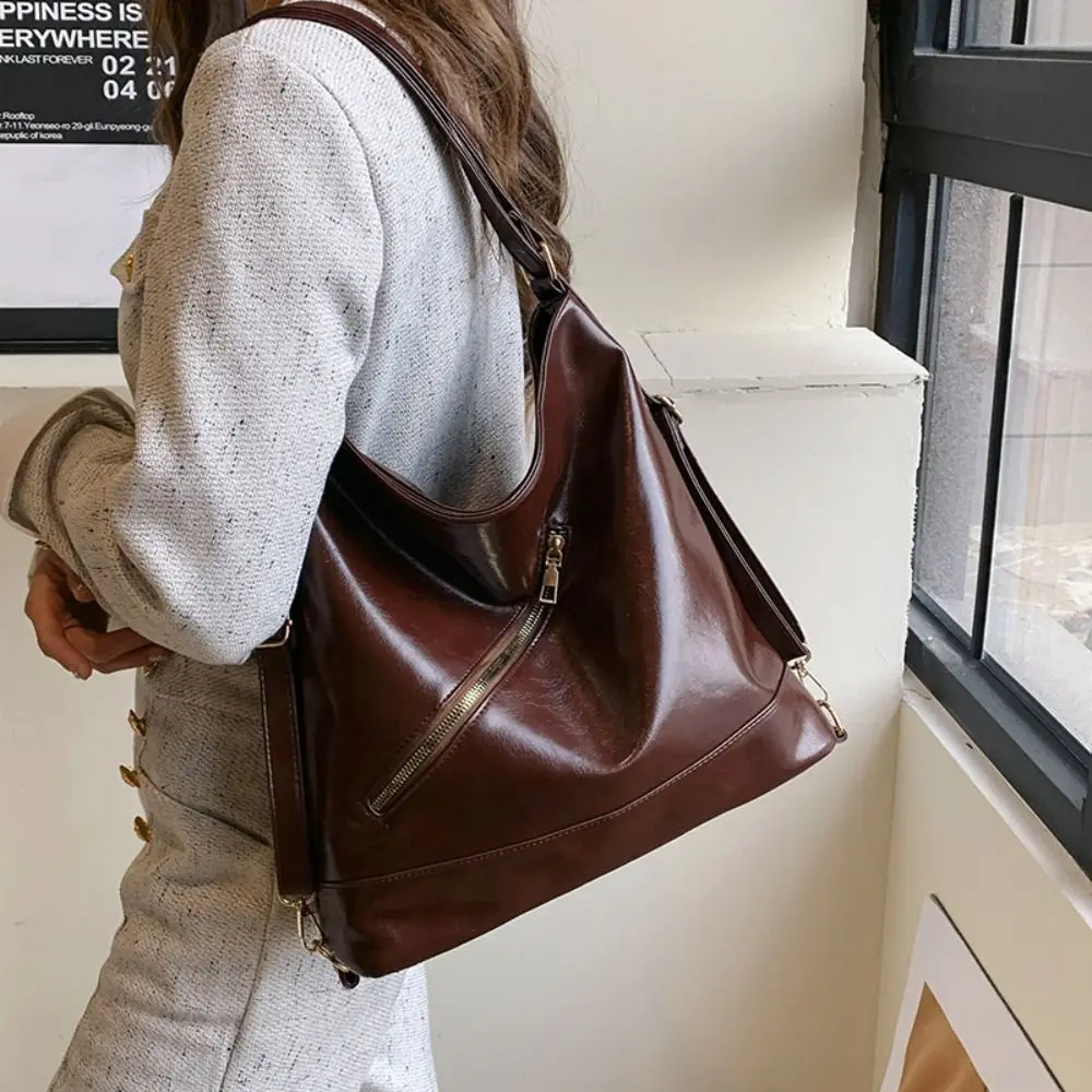 Women Fashion Leather Backpack Unisex Vintage School Bag Girl Multifunctional Handbag Shoulder Bag Casual Travel Backpacks