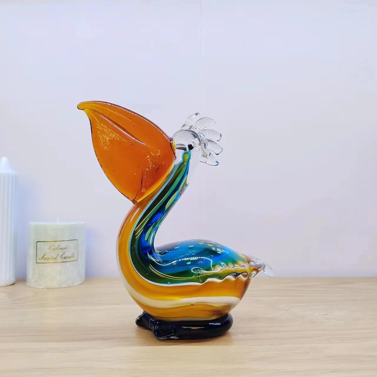 Creative Glass Bird Figurines Cute Bird Animal Home Decoration Bedroom Ornament Handmade Colored Glaze Miniatures