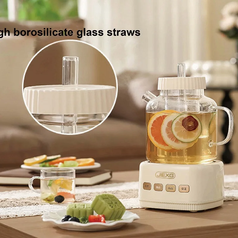 1000ml Multifunctional Health Pot Portable Travel Kettle Mini Tea Maker Smart Office Glass Flower Teapot Auto Keep Warm 360W
