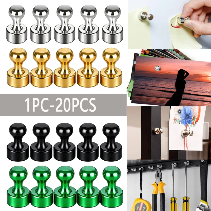 2/5 Pcs Metal Strong Neodymium Fridge Magnets Pushpin Thumbtack Whiteboard Refrigerator Sticker Office Magnetic Push Pins