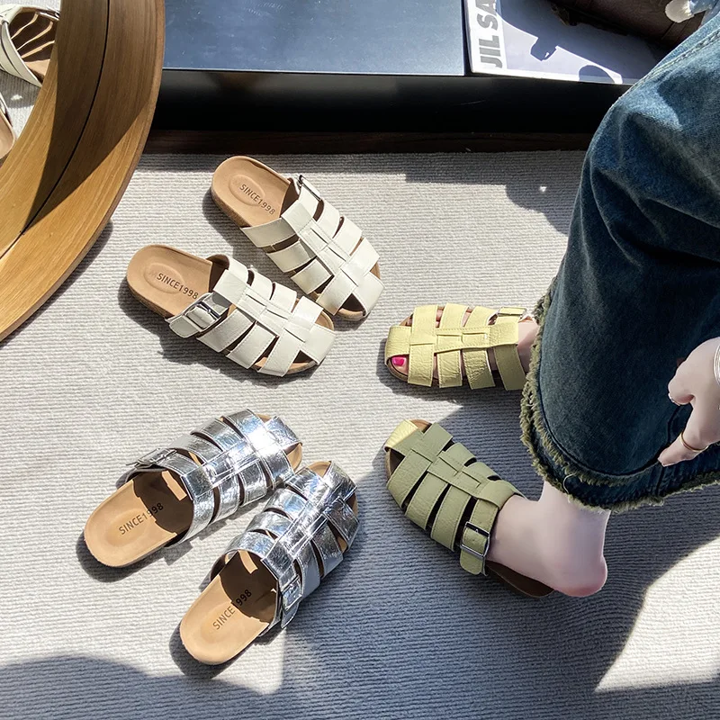 

Женская обувь большого размера, полутапочки Baotou, летняя верхняя одежда, пляжные повседневные сандалии с мягкой подошвой, тапочки