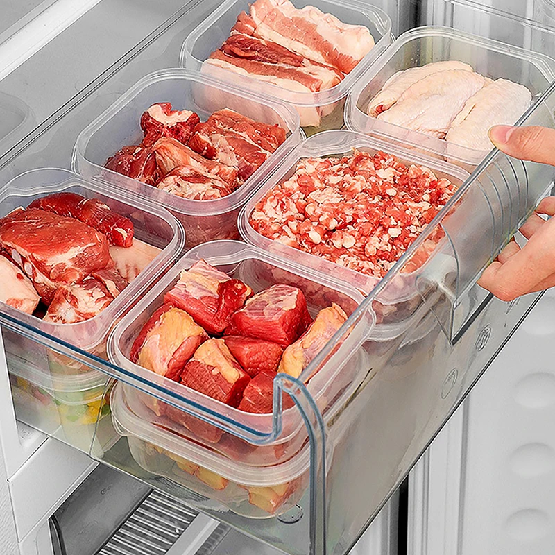 1Pc scatola di conservazione degli alimenti trasparente frigorifero carne congelata verdura scatola di conservazione degli alimenti da cucina organizzatore di conservazione sigillato per alimenti