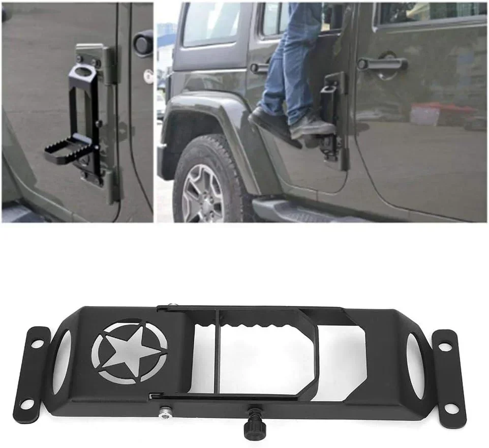 

ApolloPLUSBEAM Door Hinge Step Foot Peg Folding Foot Pedal for 2007-2018 Wrangler JK JKU JL JLU