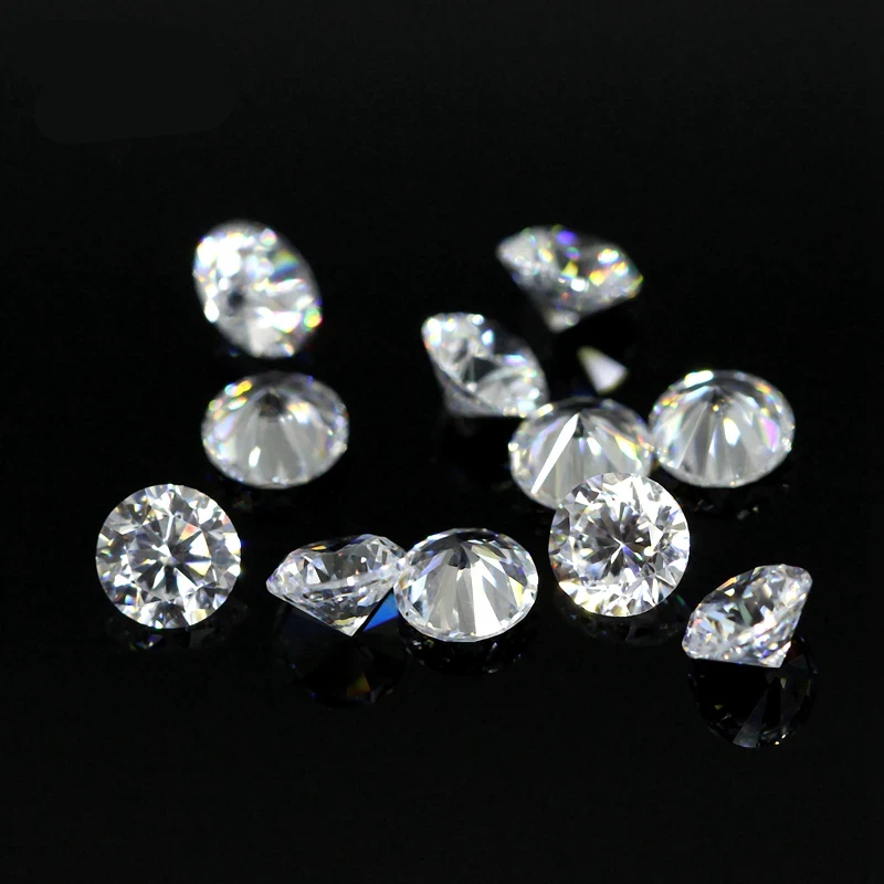 50pcs Cubic Zirconia Stones 6mm White Round Shape Brilliant Cut Loose CZ Stones Synthetic Gems Beads For Jewelry DIY Material