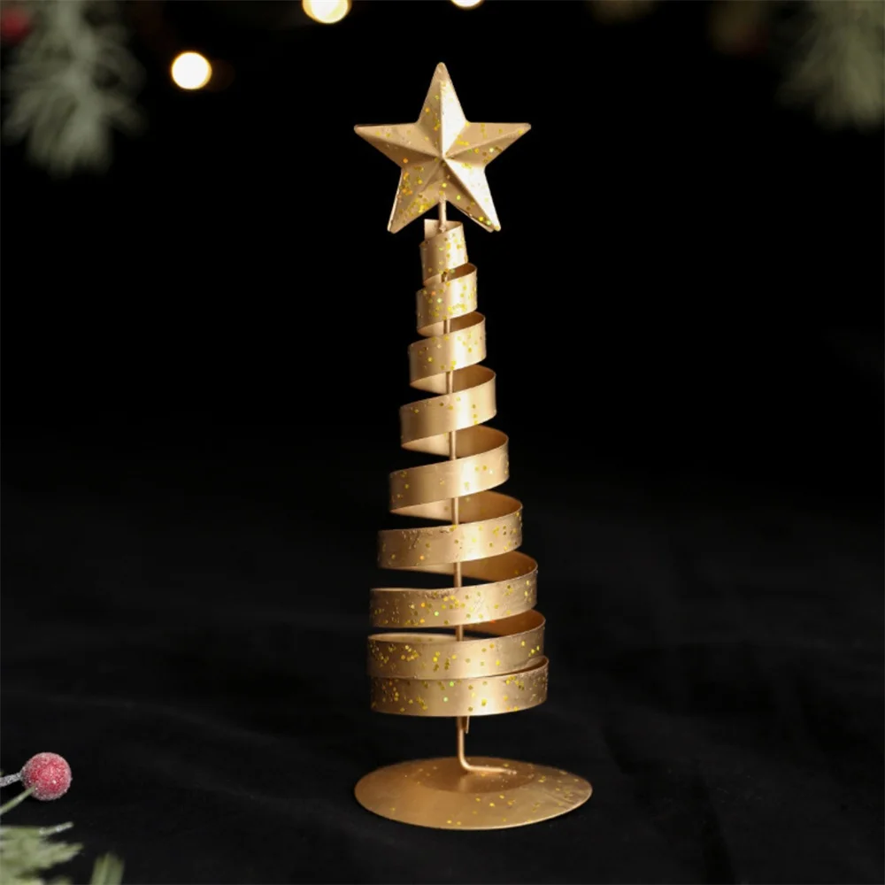Christmas Tree Ornament Iron Pentagram Ornaments Mini Christmas Tree Decorations DIY Desktop decoration props