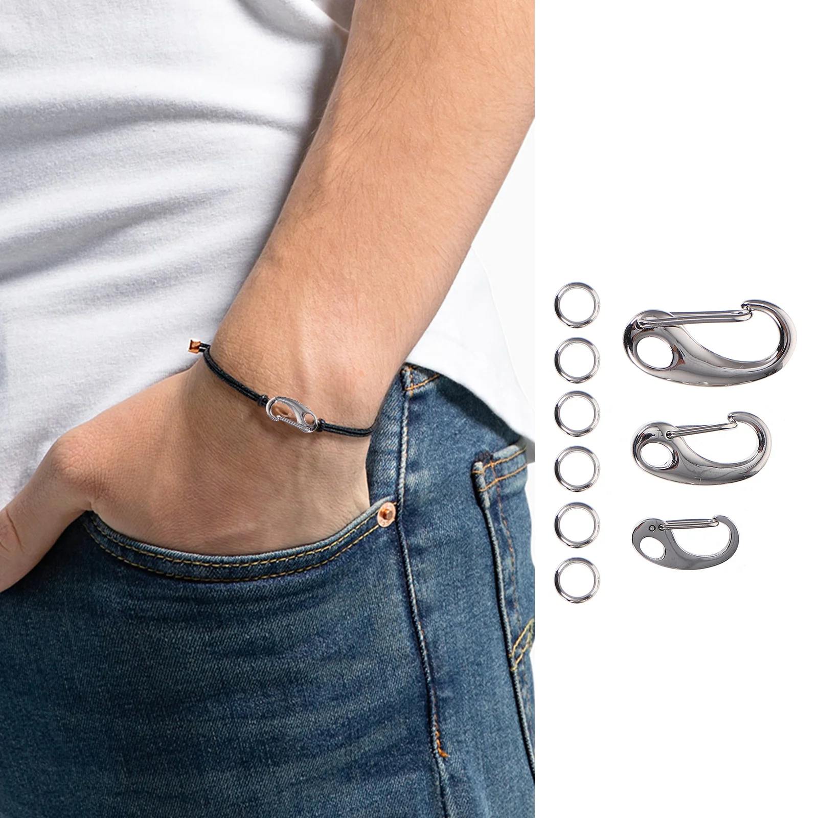 

3pcs Pet Tag Clips Stainless Steel For Dog Cat Collar Harness Keychain Jewelry 6 Rings Included Pet Tag Dog Collar Clip Cat