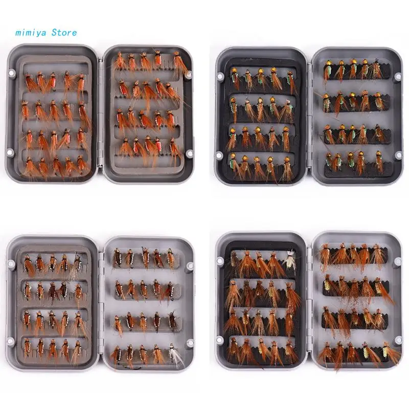 

Fly Fishing Lure 40pcs Wet Dry Baits Fly Lures Hook for Bass Trouts Salmon