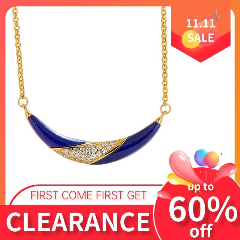 

GEEZENCA стерлингового серебра 925 пробы 18 К позолоченное ожерелье с подвеской в виде Луны изысканный натуральный лазурит белая ракушка ожерелье из черного агата