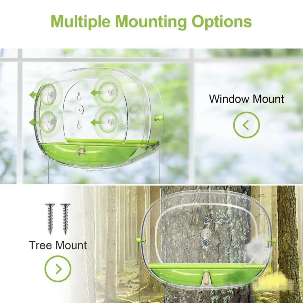 Suction Cup Bird Feeder Window Bird Feeders with Strong Suction Cups Perch Pole for Outdoor Home Transparent Bird for Mini