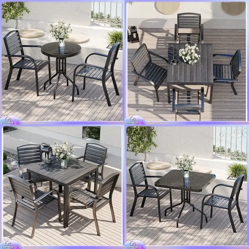 Outdoor Patio Furniture Set Waterproof Anti Corrosion Garden Table and Chairs Balcony Leisure Small Square Dining Combo for