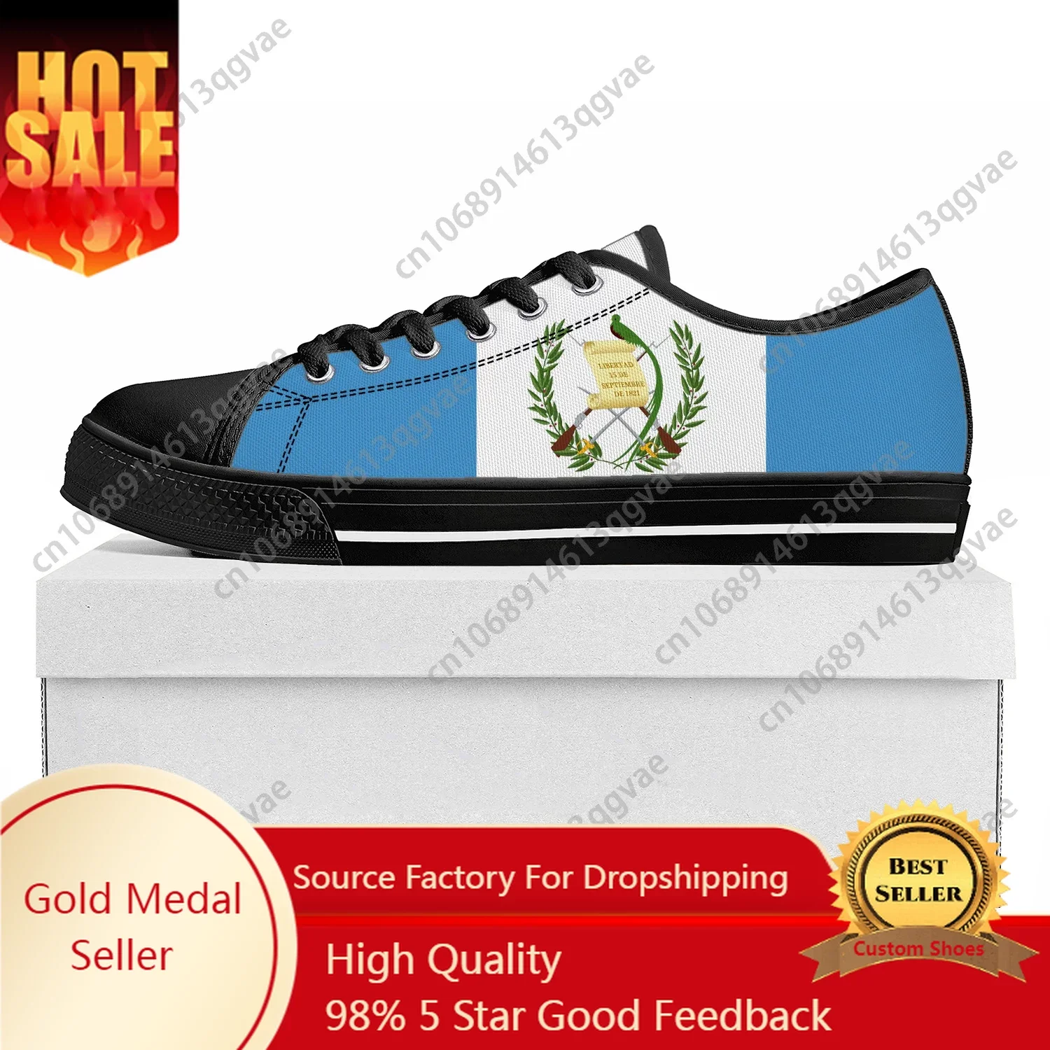 Guatemalan Flag Low Top High Quality Sneakers Mens Womens Teenager Canvas Sneaker Prode Casual Couple Shoes Custom Shoe