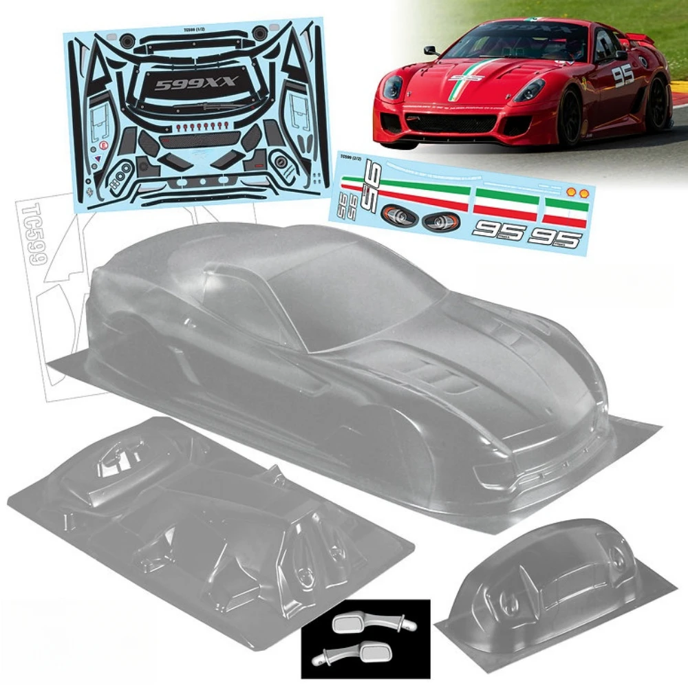 Scale 1/10 Ferari 599xx Lexan body sets for RC Chassis 255-260mm Wheelbase Tamiya TT01 TT02 XV01 XV02 Kyosho fazer mk2 Yokomo