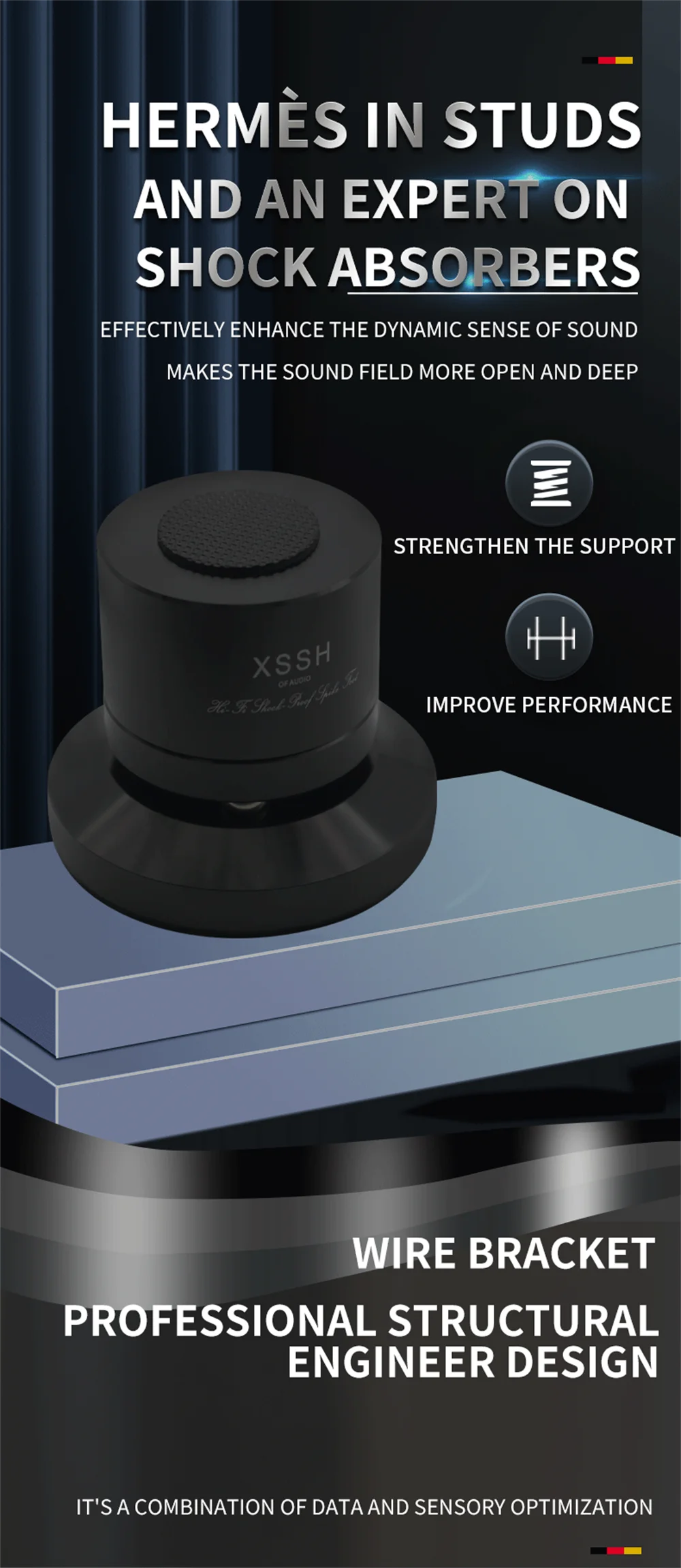 Stoßdämpfer Spike Home Theatre System Stahl Einstellbare Kabel Fach Pad FE Keramik Ball Fuß Basis Lautsprecher Stand ISOLATION Füße – Detail 4