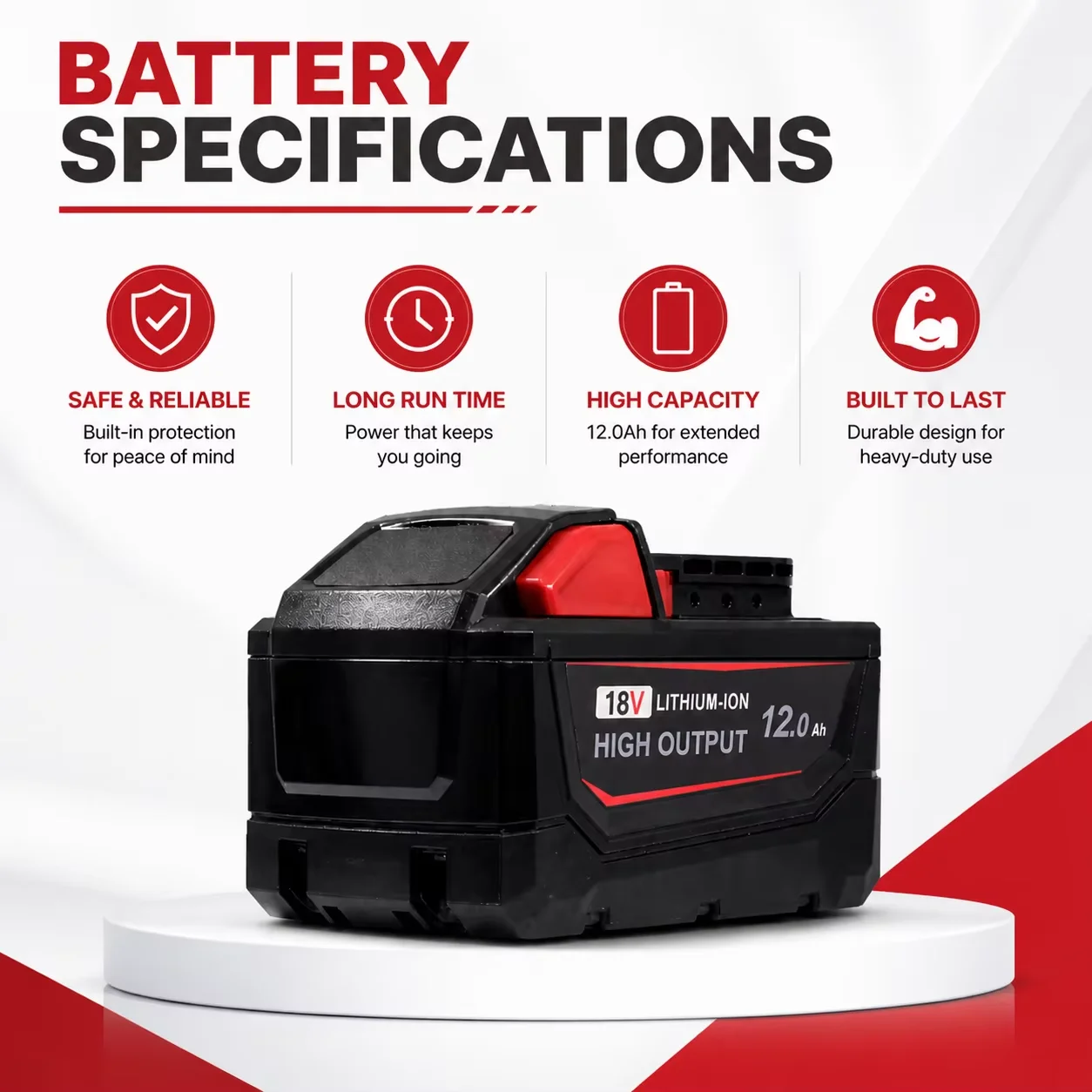 2-Pack 18V 12.0Ah M18 Replacement Battery, Low-Temp Resistant Fast Charge for Cordless Power Tools(US Stock)