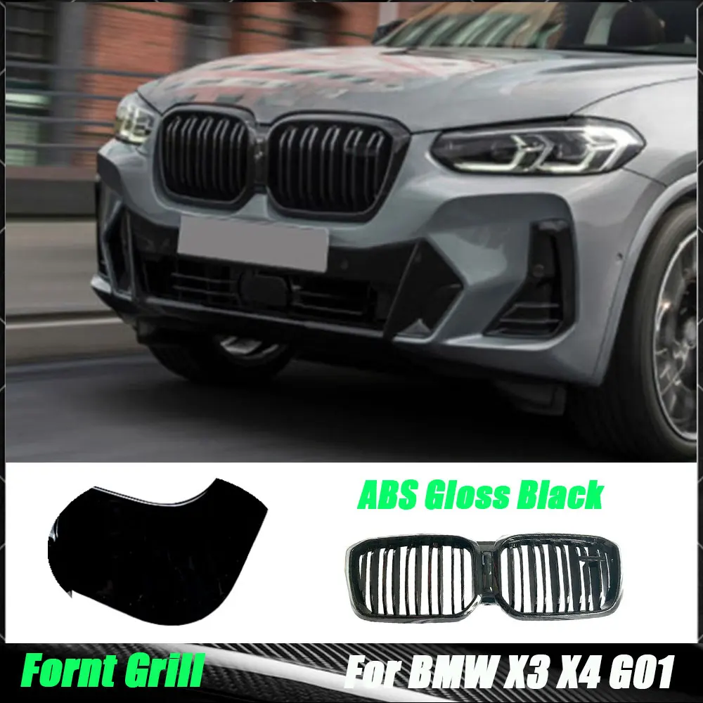 

ABS Gloss Black Front Bumper Racing Grills Front Grille for BMW X3 X4 G01 G02 2022+ Car Styling Replacement 2 slat
