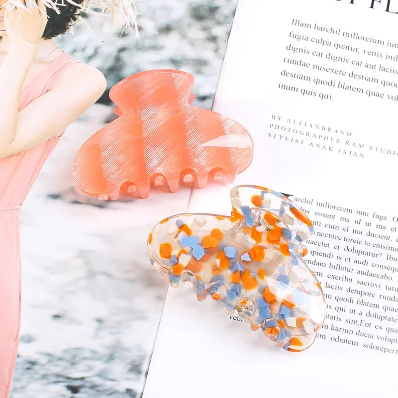 2023 Korean Exquisite Acetate Geometric Colorful Clips Crab Barrettes Women\'s Hair Clips Girls Hairpins Fashion Hair Accessories