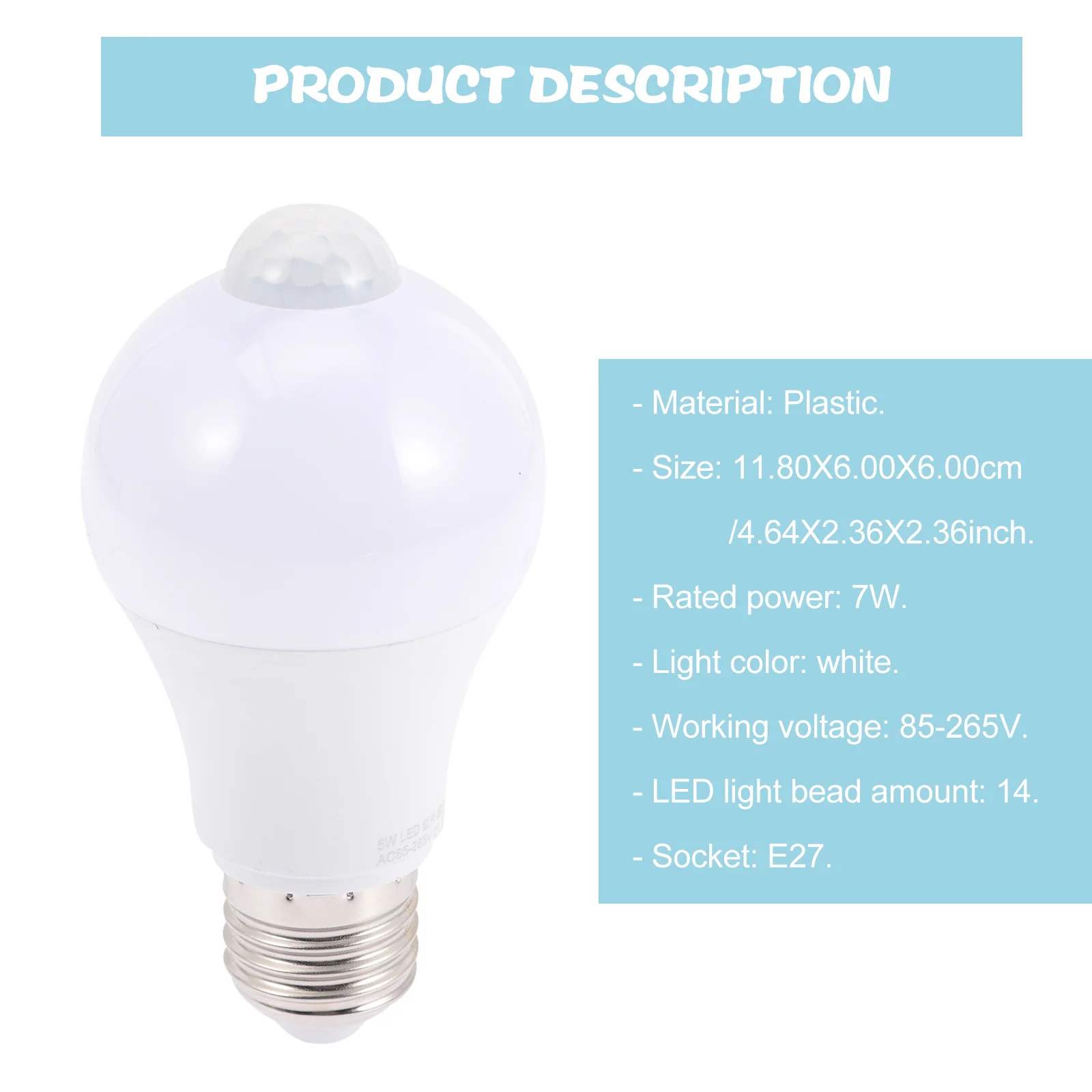 7W Led Sensor Bulb E27 Screw Base Auto On Motion Activated Light For Home Hotel Restaurant Sensor Lamp Bulb Energy Saving