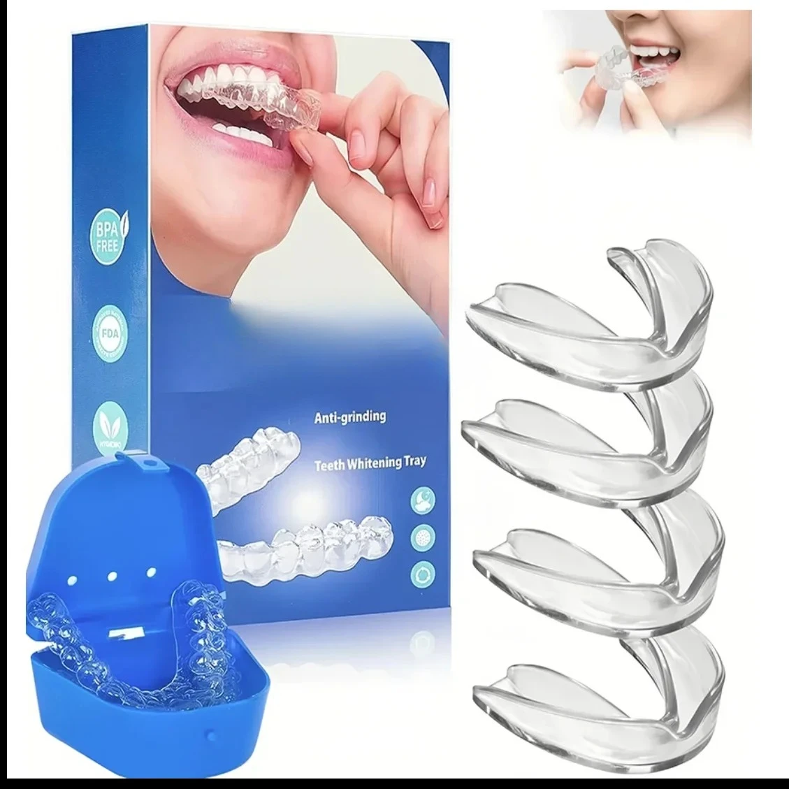 

4pcs/Box Mouth Guards for Clenching Teeth Moldable Dental Teeth Night Guard for Adult Stop Teeth Grinding Bruxism Tray