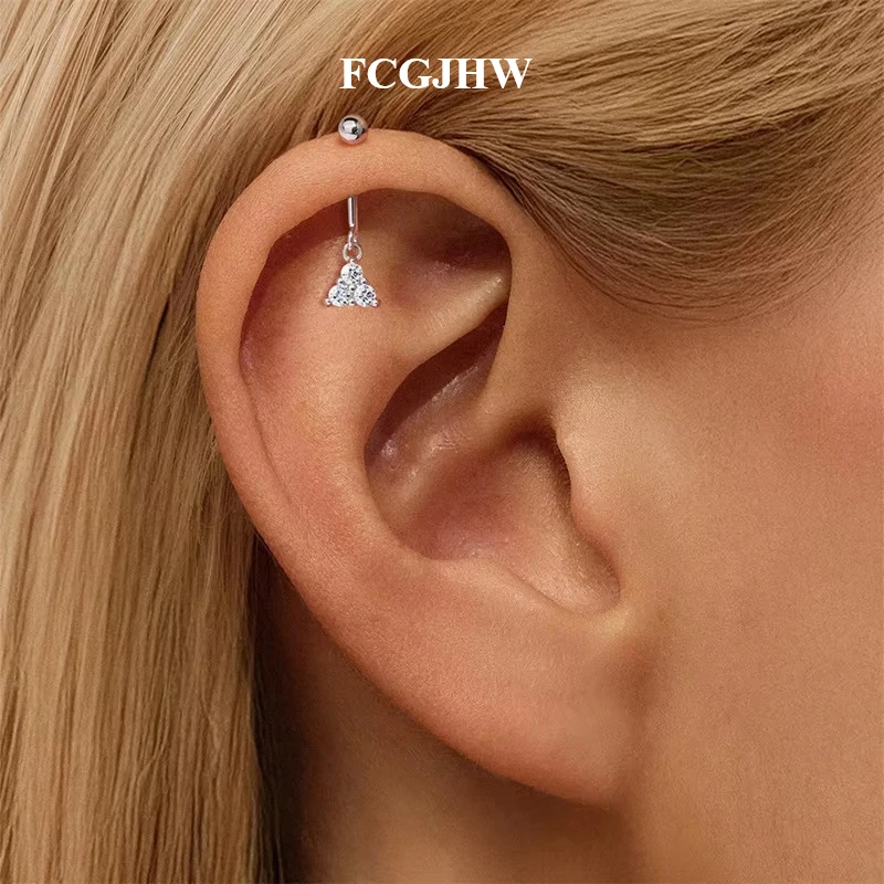 FCGJHW 100% S925 Round Bead Piercing Moissanite Stud Earrings for Women Diamond Earring Cartilage Piercing Party Jewelry 2026