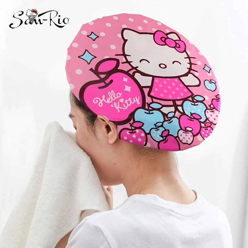 

Hello Kitty Shower Cap Adult Waterproof Cooking Cap Hairs Cover for Cooking Ravel Showers Caps Women Bath Cap for Long Hair