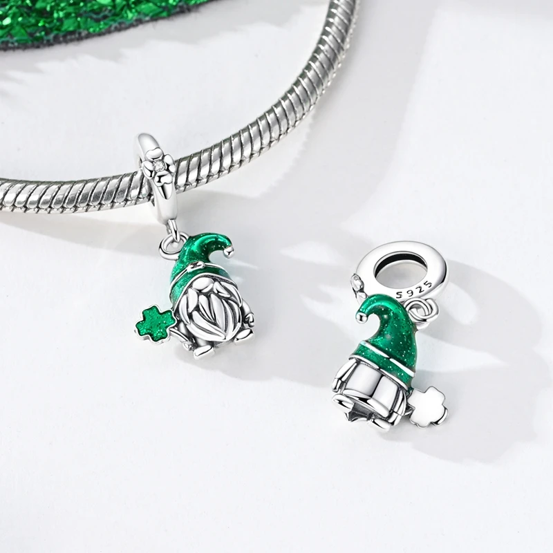 

925 Sterling Silver Charms Bead Leprechaun Dangle Fit Original Bracelet DIY Women Jewelry Gift