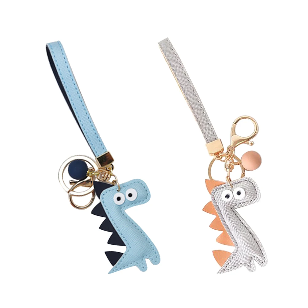

2pc Keychains Durable Key Holder Keychain Bag Keyrings Hanging Ornament Adorable Dinosaur Design Birthday Gifts