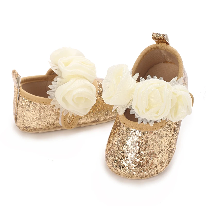 Fiori carini Scarpe da principessa per bambina 0-1 anni Scarpe da ginnastica casual con fiocco antiscivolo Primavera Bambino con suola morbida Primi