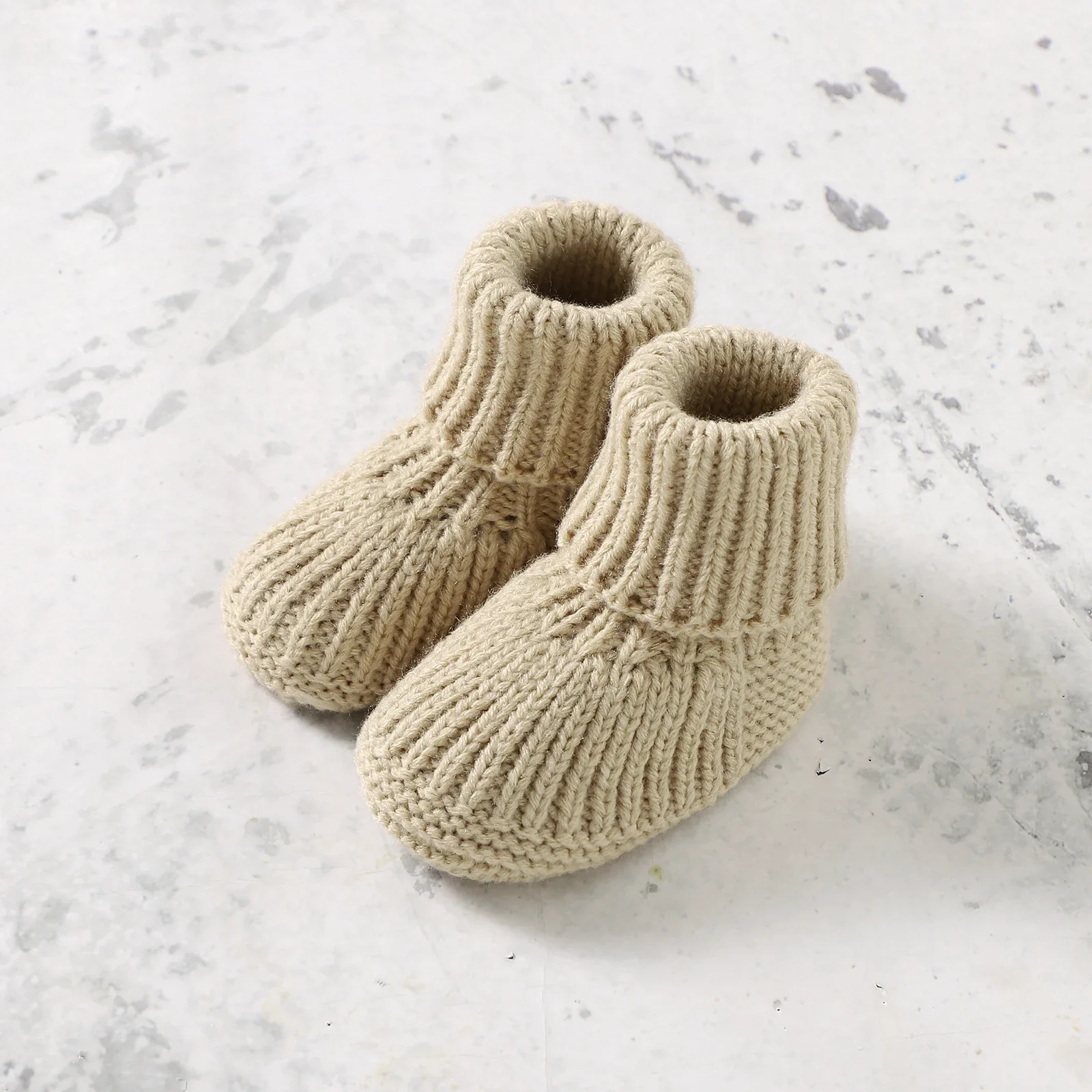 Baby Shoes +Gloves Set Knit Newborn Boy Girl Boots +Mitten 0-18M Toddler Infant Clothes Accessory Cute Solid Color 2PC Handmade