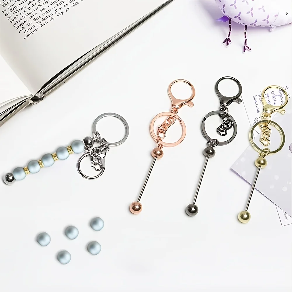 Lot de 8 bandes de perles vierges multicolores pratiques pour porte-clés, projets de bijouterie DIY, diverses méthodes d'utilisation créative, accessoires