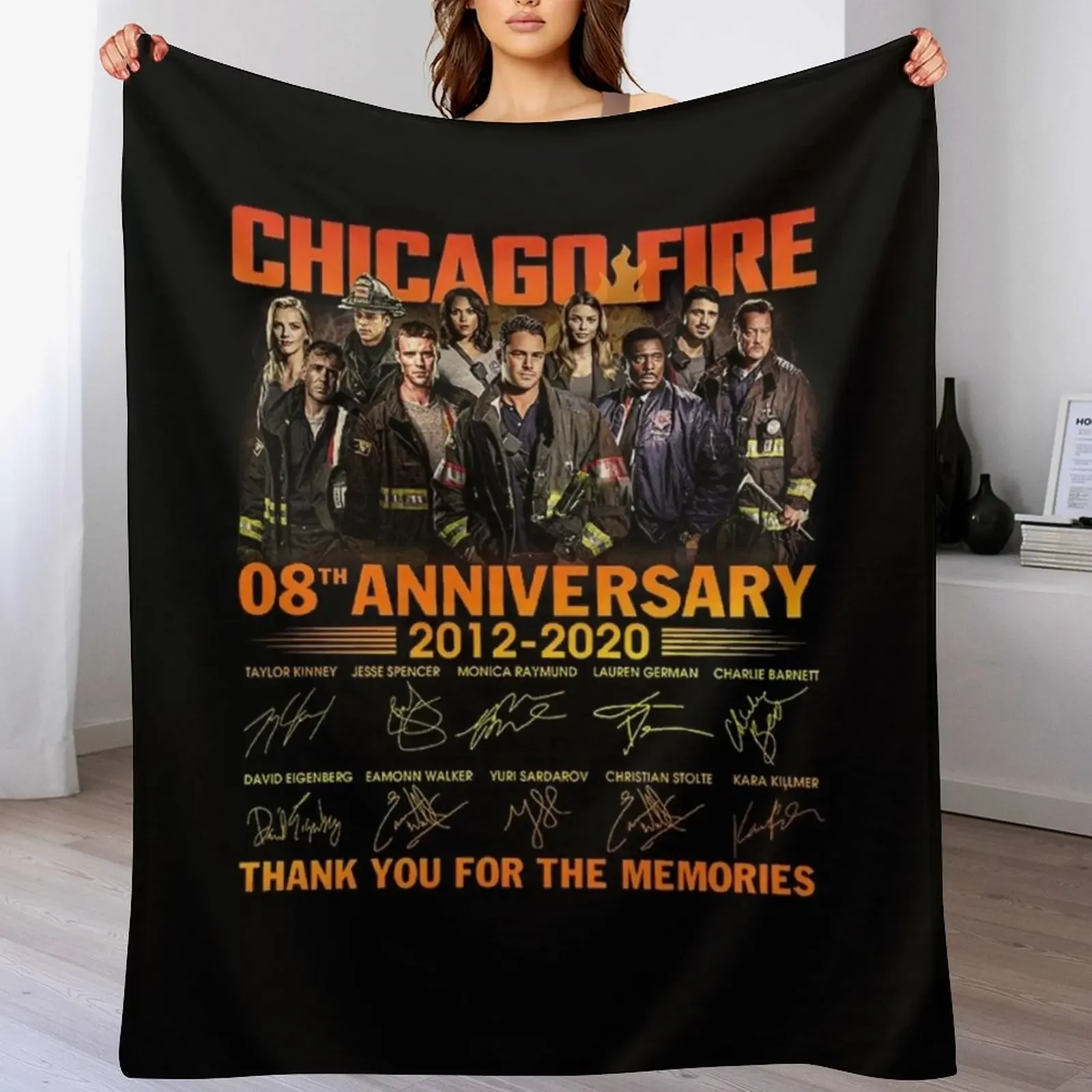 CHICAGO -FIRE 8TH ANNIVERSARY 2012 2020 THANK YOU FOR THE MEMORIES Throw Blanket Large Tourist Warm Shaggy Blankets