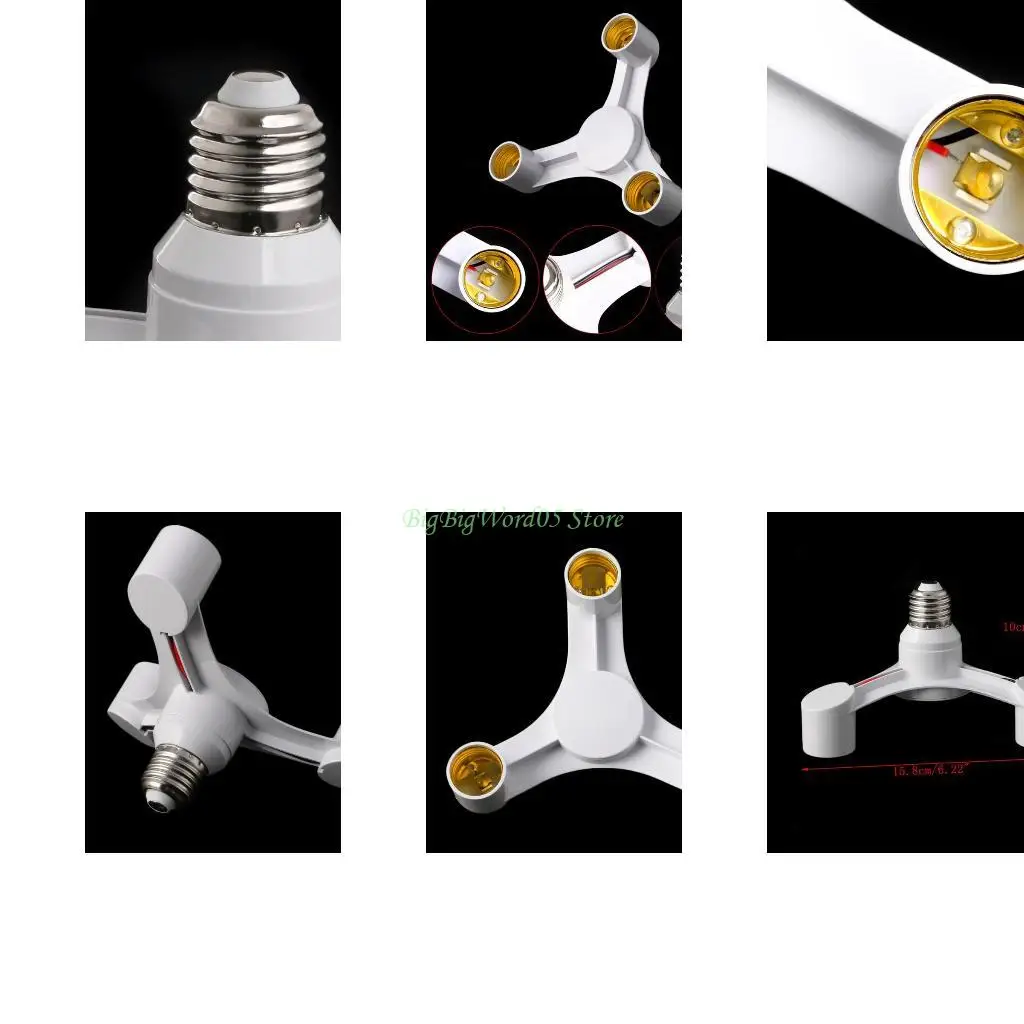 

24TE E27 Базовый адаптер-разветвитель тройной розетки Преобразователь текстуры ПК для лампочки