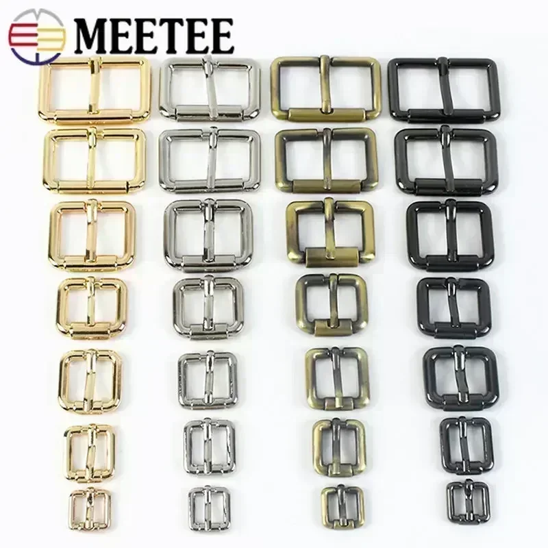 10Pcs Meetee 10-38mm Metal Adjustable Buckles for Bag Strap Leather Backpack Belt Roller Pin Buckle DIY Hardware Accessories