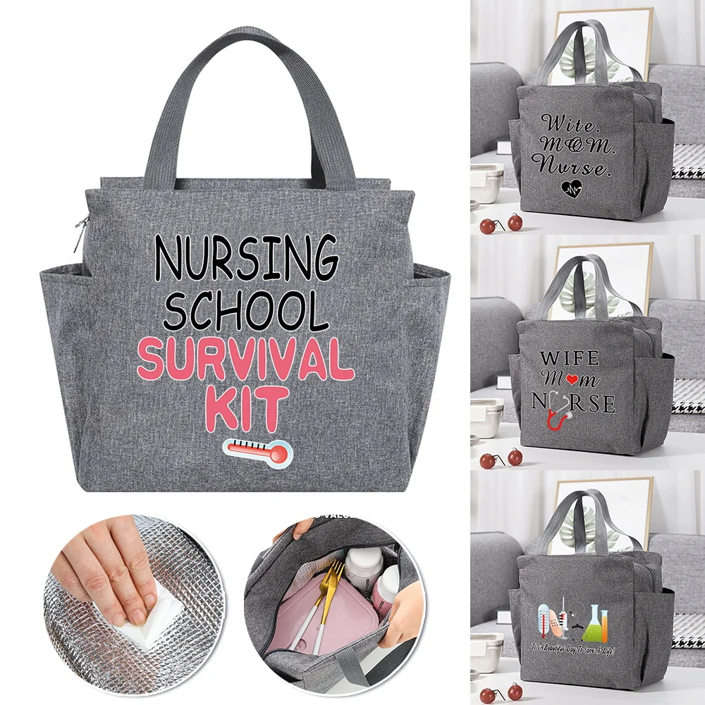 

Insulated Lunch Bag for Women Cooler Bag Thermal Bag Portable Lunch Box Large Capacity Tote Food Picnic Bags Nurse Pattern