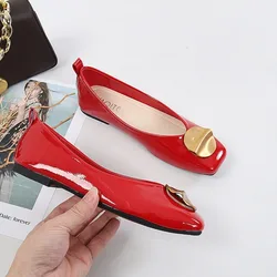 Flats Shoes Women New Fashion Square Headed Single Shoes for Women's Comfortable Soft Sole Flat Sole Women's Shoes Large 44