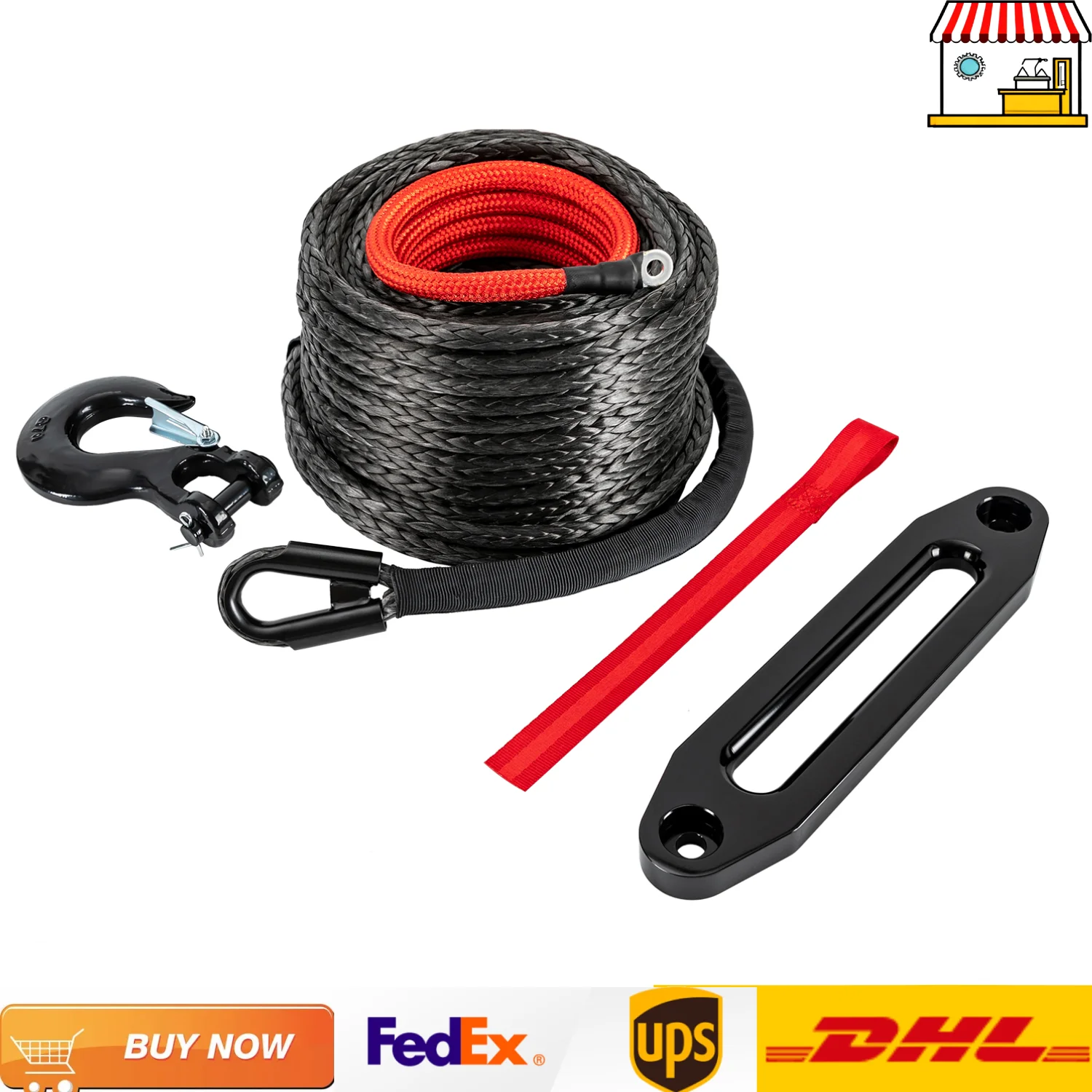 

Синтетический трос лебедки 23809 фунтов | Сменный трос для грузовика, лодки 3/8 дюйма, 100 футов, с крючком