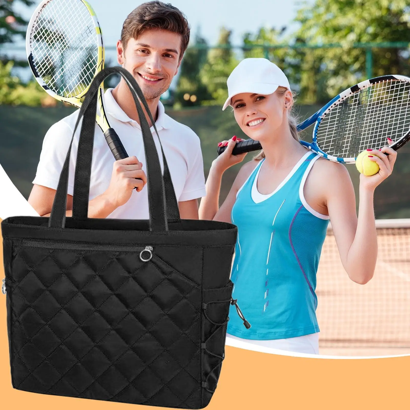 

Большая теннисная сумка-тоут вмещает 2 ракетки с отдельным отделением для обуви. Влажный карман. Спортивное хранилище для ракетки. Бутылка для воды.