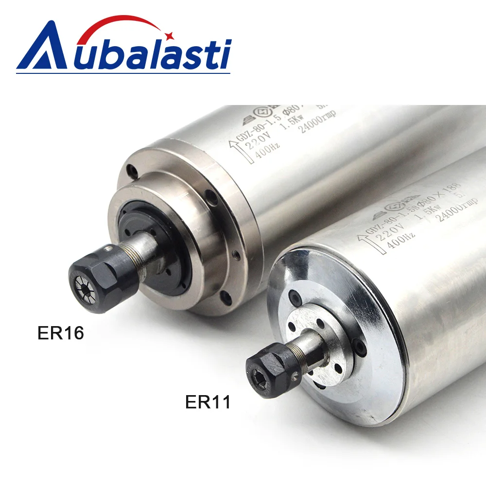 Aubalasti Stock Water Cooled Spindle Motor GDZ-80 1.5KW 2.2KW ER11 ER16 ER20 Voltage 220V 380V 5A 8A for CNC Router Machine